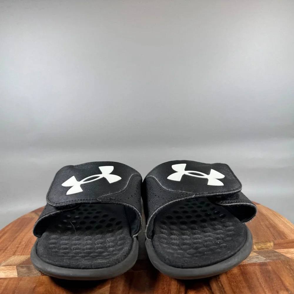 Under Armour Ignite VI Mens Black White Adjustable Slide Sandals Size 7